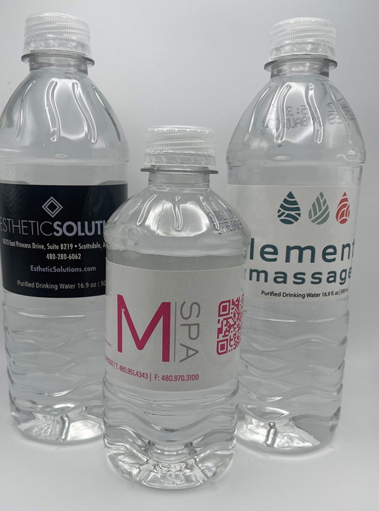 bottled water with custom label